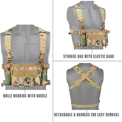 Tactical Chest Rig Multi-Function Molle Vest with 9mm/5.56 Mag Pouch