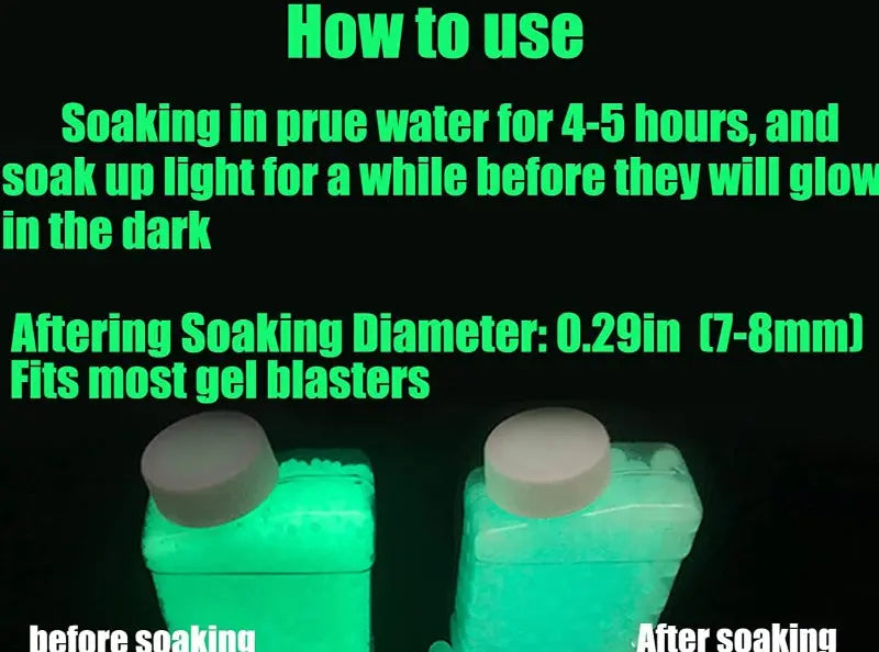 Glow in The Dark Water Bullet Beads Gel Ammo for Gel Blaster,Luminous Gel Ball Kwolfswan