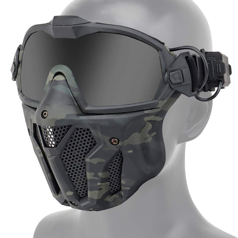 Tactical Mesh Mask Detachable Goggle with Anti-Fog Fan System